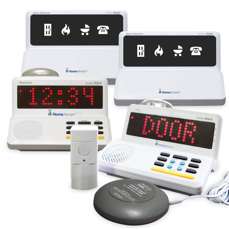 Different types of assistive technology for people who are deaf.
